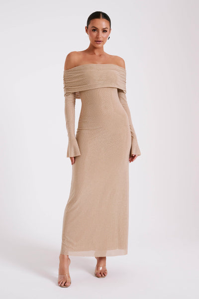 SELINA™ | Diamond Maxi Dress Off Shoulder