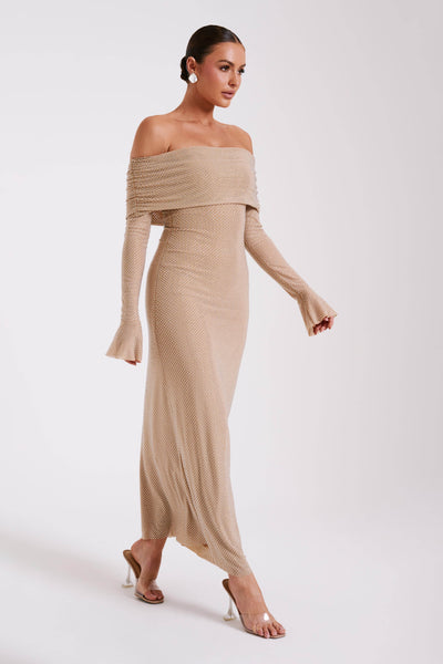 SELINA™ | Diamond Maxi Dress Off Shoulder